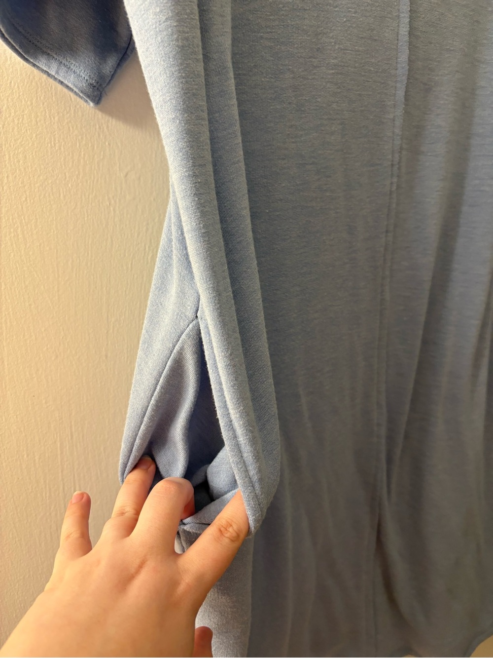 Cherish Women's Raw Edge Blue T Shirt Dress Size Medium - Picture 3 of 6